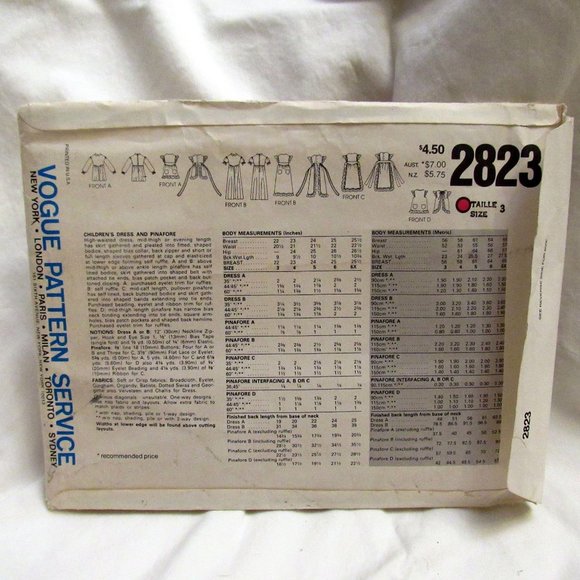 Vintage Little Vogue Sewing Pattern 2823 Girls Dress Pinafore Uncut FF Size 3 - Picture 3 of 3